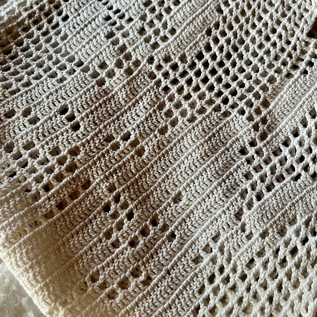 Cream Crochet Half-Oval Dresser Scarf | Victorian Style Lace Mantel Runner