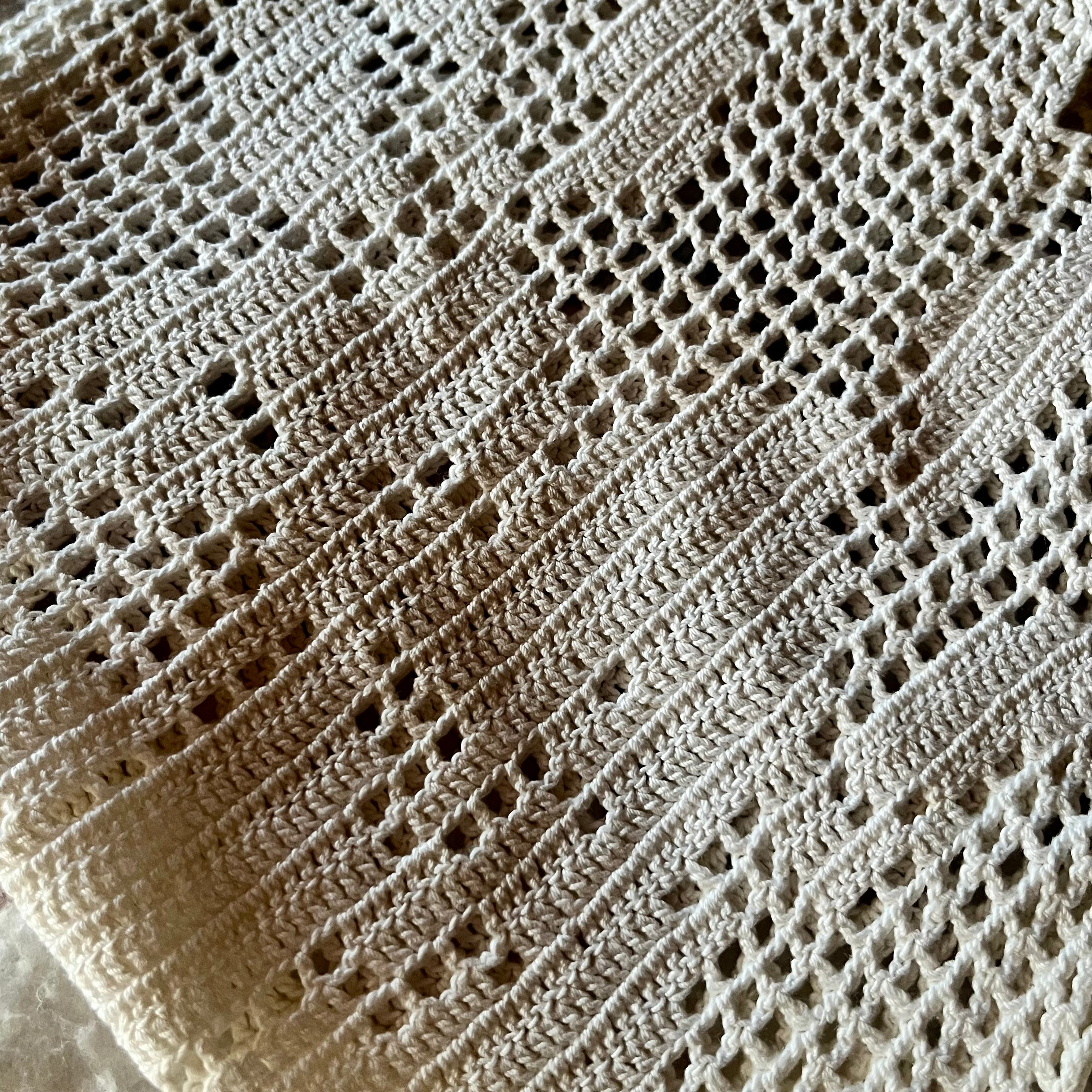 Cream Crochet Half-Oval Dresser Scarf | Victorian Style Lace Mantel Runner