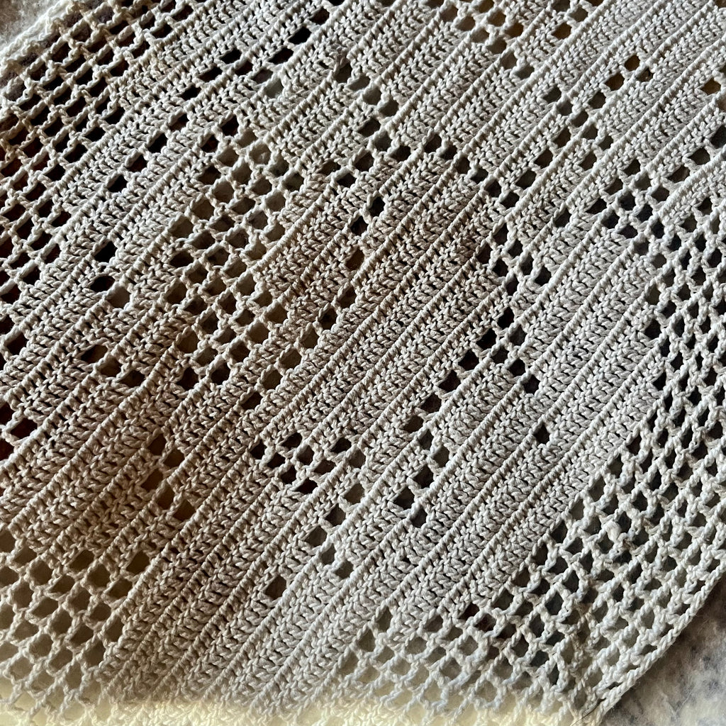 Cream Crochet Half-Oval Dresser Scarf | Victorian Style Lace Mantel Runner