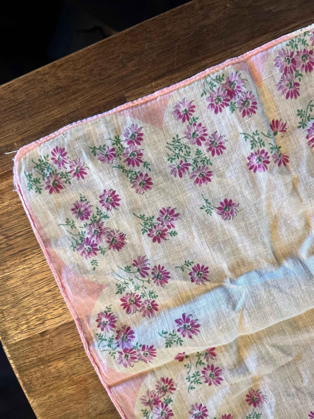 Pink Floral Handkerchief | Vintage Accessories