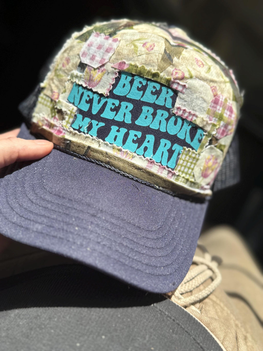 Patchwork Trucker Hat - Beer Never Broke My Heart