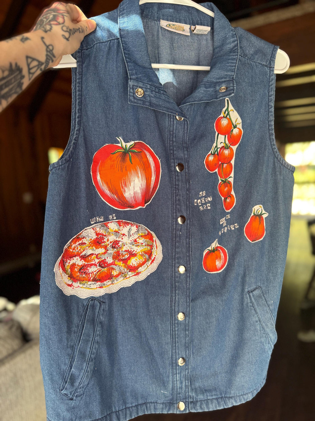 Rize Up Cotton Vest with Vintage Tapestry Patches