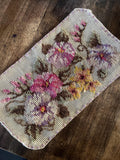 Pansy Floral Panel | Mid-Century Needlepoint Textile | Hand Embroidered