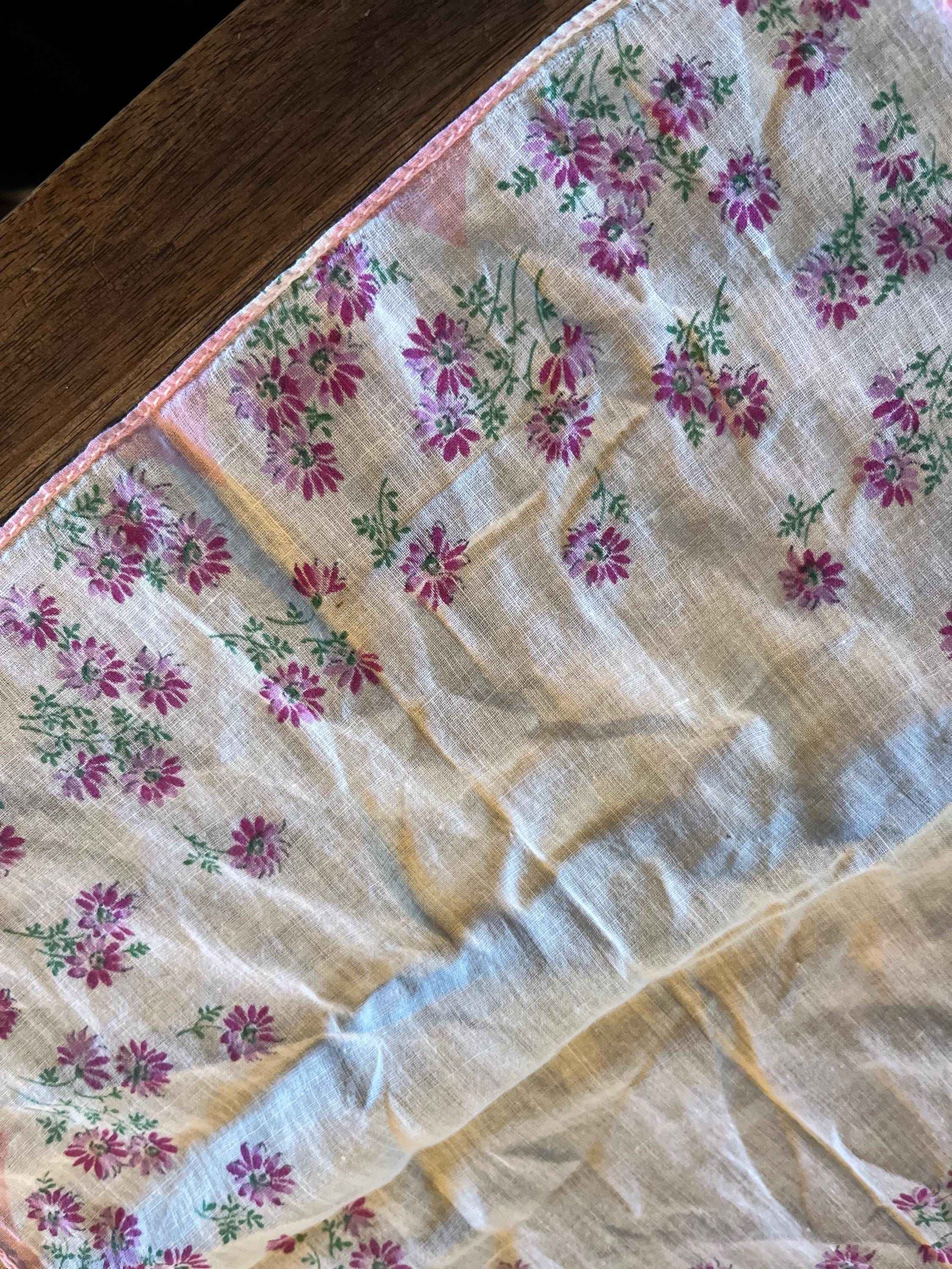 Pink Floral Handkerchief | Vintage Accessories