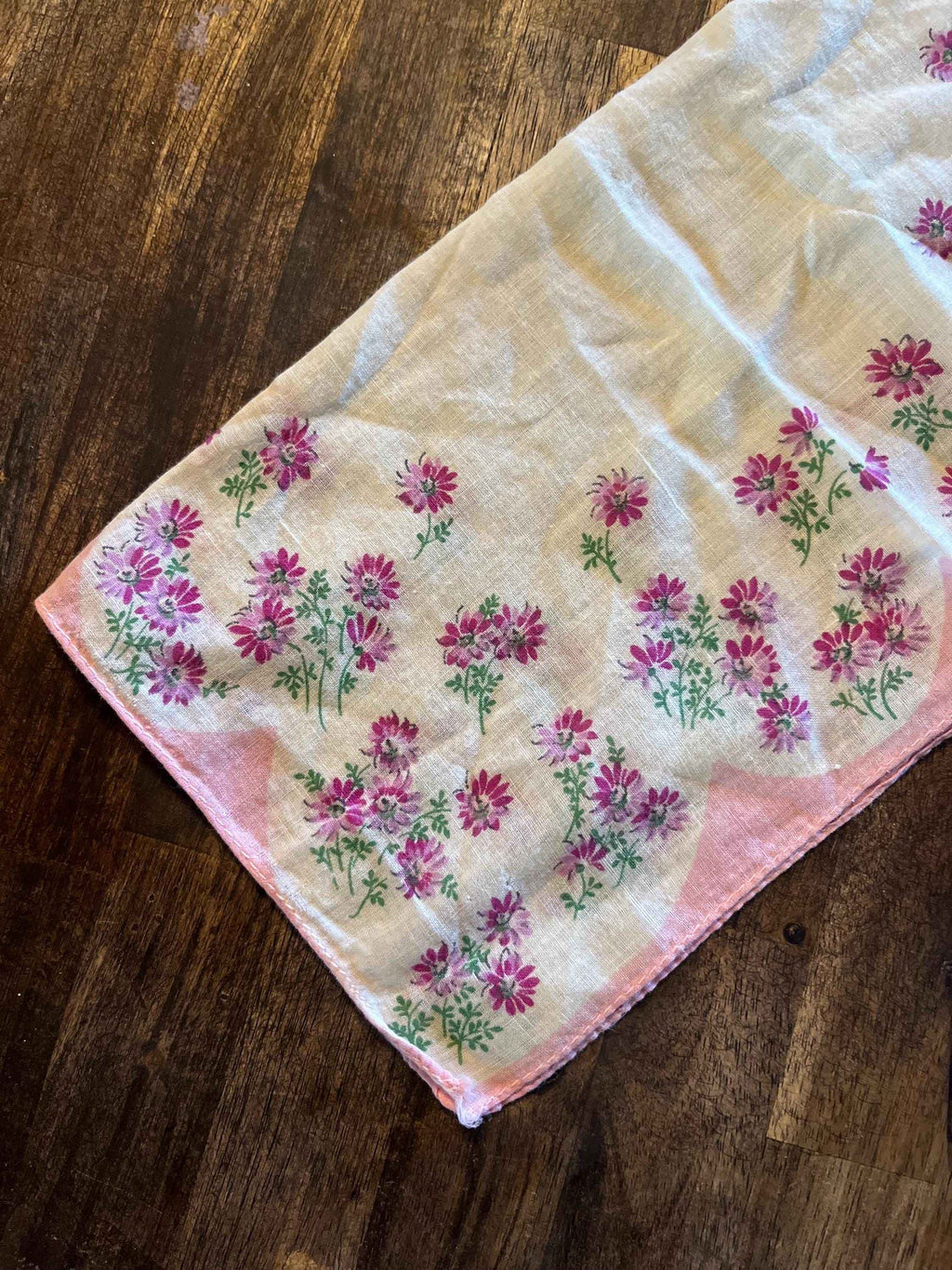 Pink Floral Handkerchief | Vintage Accessories