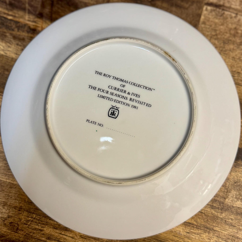 Currier & Ives Autumn Plate – 1981 Limited Edition Porcelain, 22K Gold Trim