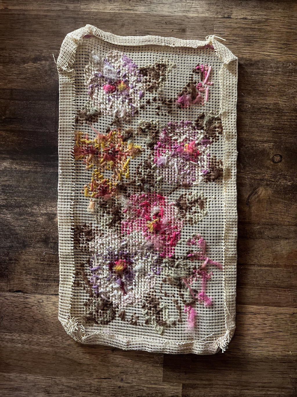 Pansy Floral Panel | Mid-Century Needlepoint Textile | Hand Embroidered