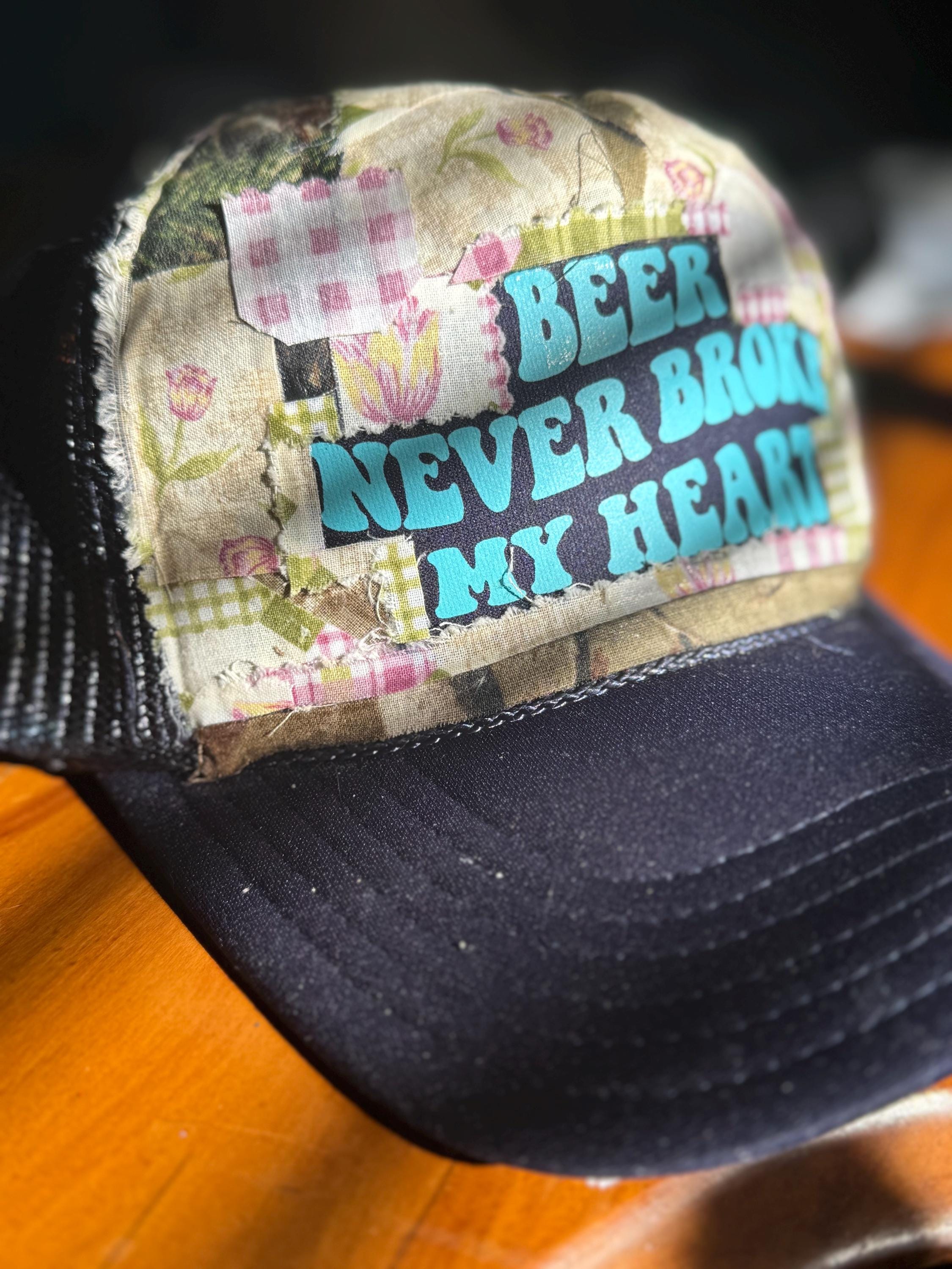 Patchwork Trucker Hat - Beer Never Broke My Heart